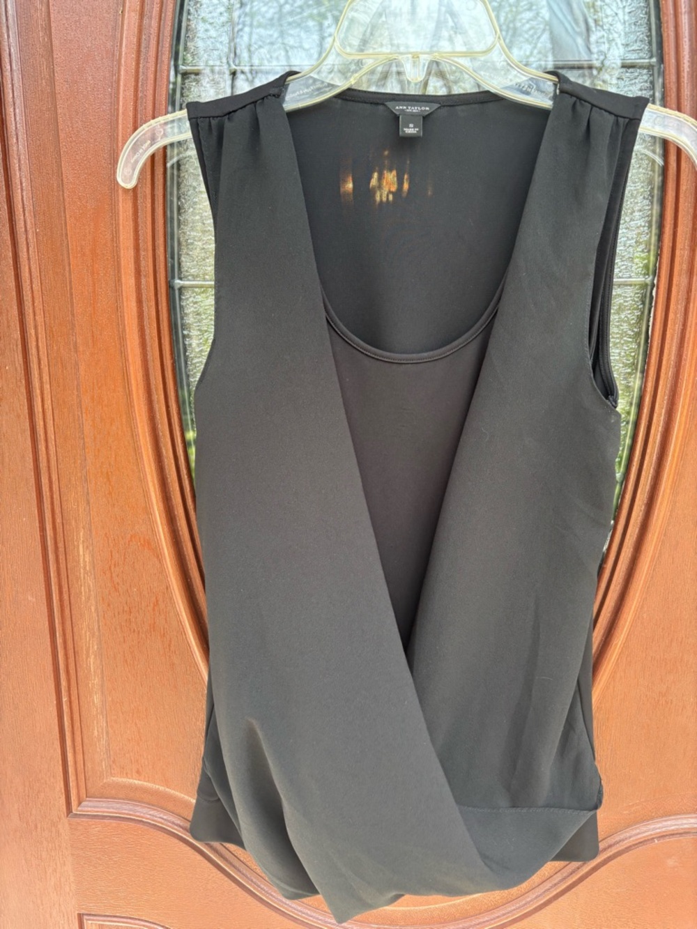 Ann Taylor Black Draped Wrap-Front Sleeveless Camisole